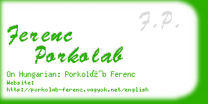 ferenc porkolab business card